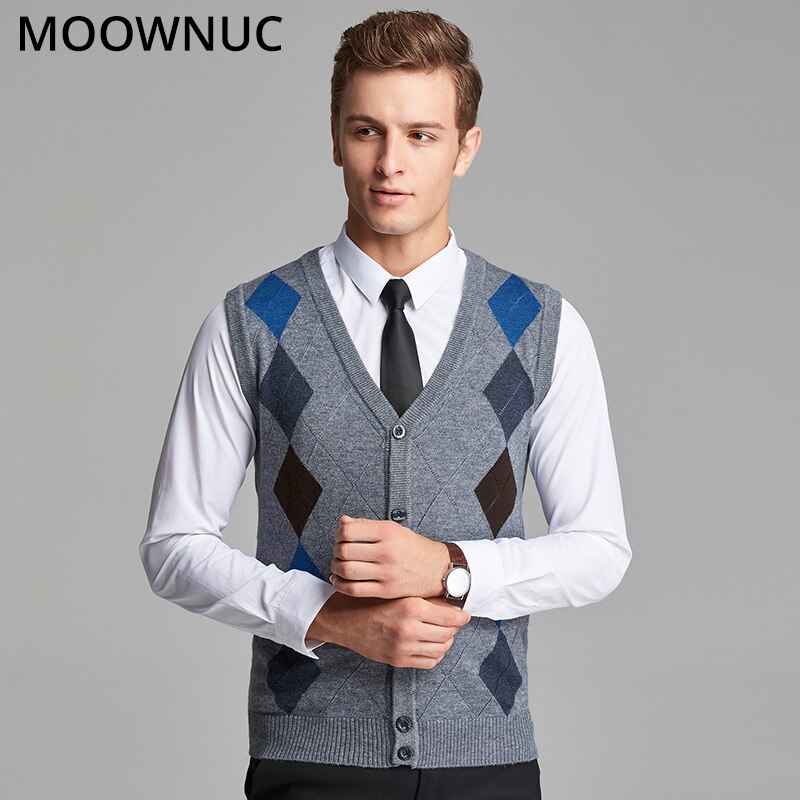 Men Vest Sweater Sleeveless Cardigan men Classic style FIt V-Neck Business Casual Male Homme Keep Warm 4XL MOOWNUC MWC