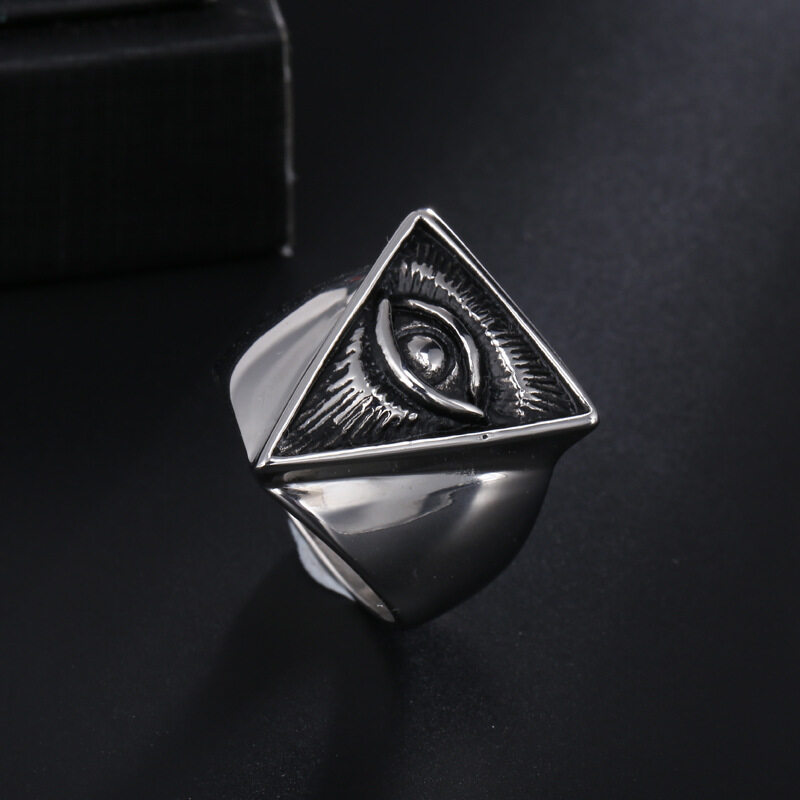 Retro God&#39;s Eye All-Seeing Eye Ring Men&#39;s and Women&#39;s Faith Amulet Style Accessories Jewelry: 14 / silver