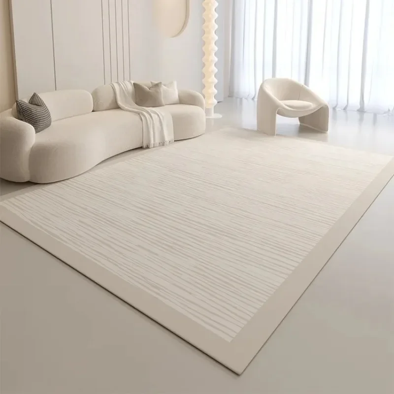 Teppich für cremefarben, minimalistisch, gestreift, Beige, große Wohnzimmerteppiche, bequemer Schlafzimmerteppich, Sofa, Tisch, rutschfest