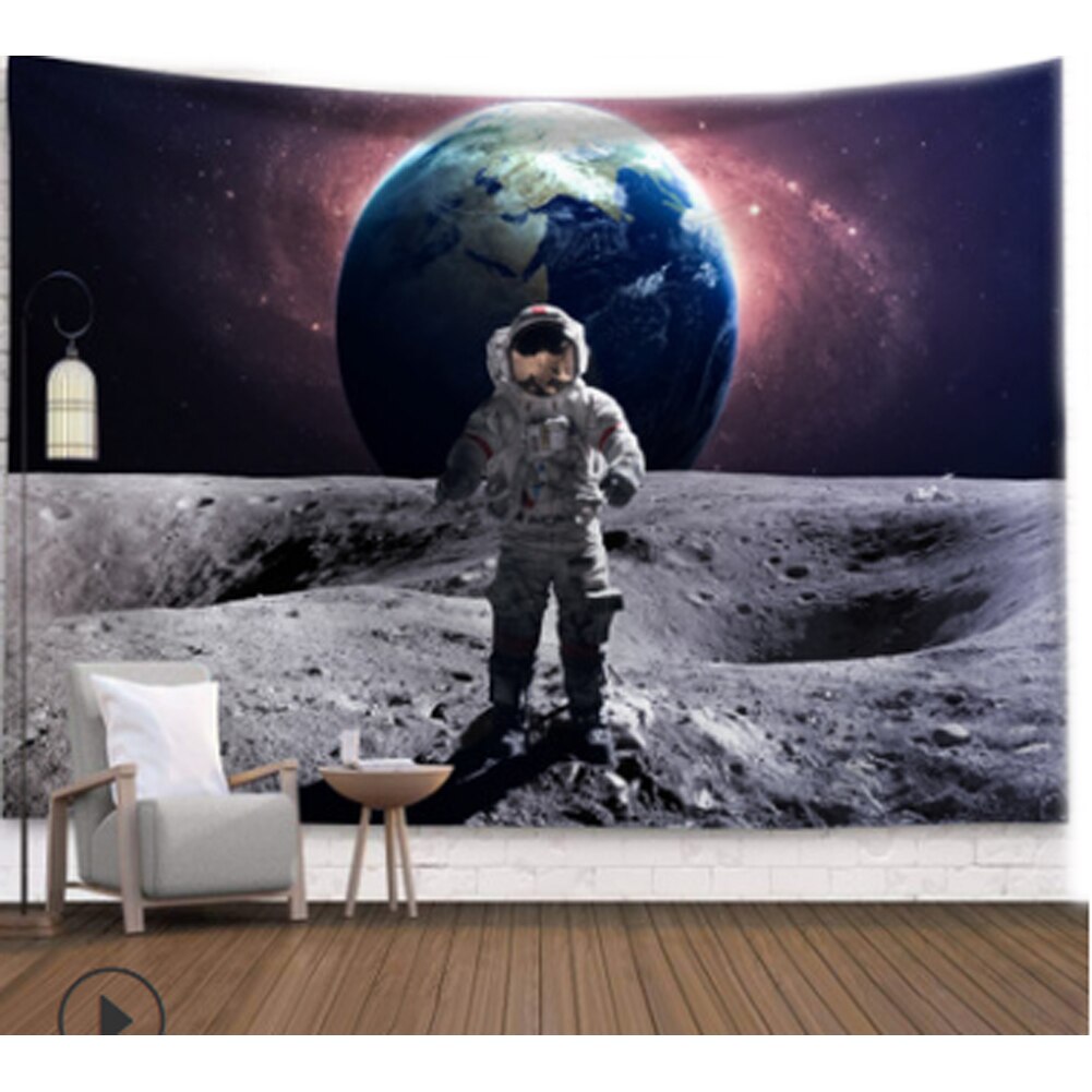 Tapiz de Tela con estampado de astronauta, manta de pared de galaxia psicodélica, Nasas espaciales, , decoración Bohemia: F