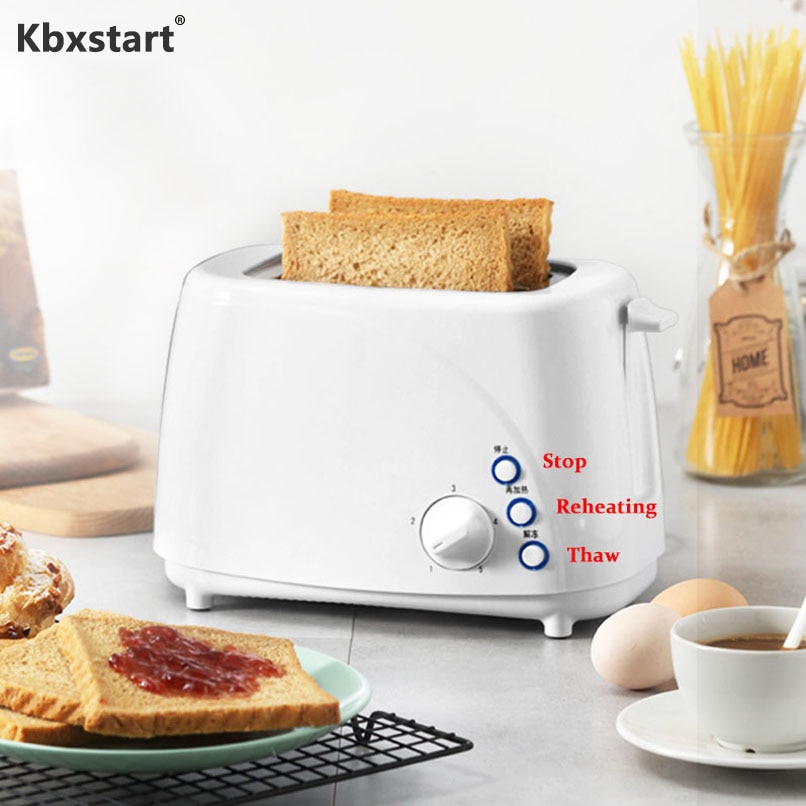 Kbxstart 220 V Thuis Automatische Broodrooster Snelle Verwarming Brood Ontbijt Spit Driver Mini Rvs Broodrooster 2 Plakjes