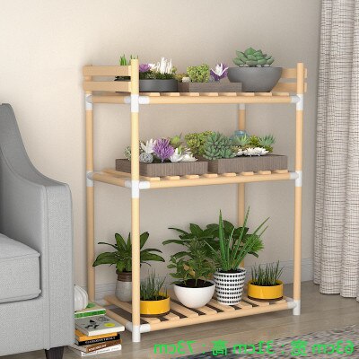 Balcony Wooden Plant Flower Display Stand Floor Shelves Multi-functional Flower Potted Stand Multi-storey Storage Rack Shelf: 3