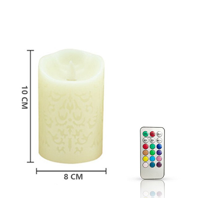 1 Set of 3 Flameless Electronic Candle LED Candle With RBG Remote Control Wax Candle For Year Christmas Wedding Decoration: 1PC 8X10cm