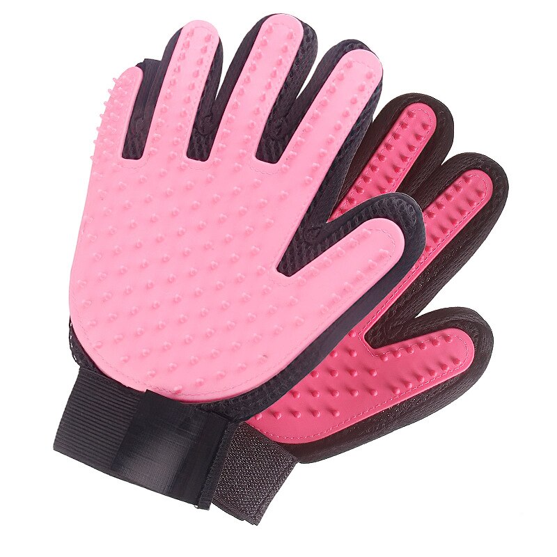 1Pcs Kat Handschoenen Huisdier Producten Pvc Naald Stof Handschoen Voor Hond Grooming En Katten Verwijderen Float Haar Pet Grooming handschoen: Pink right