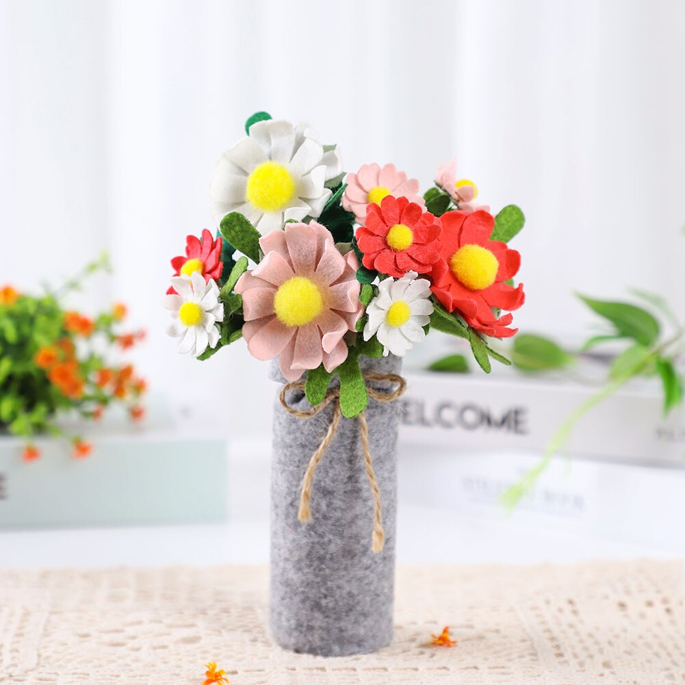 Chainho,DIY Handmade Non-woven Material Set Bag,Pre-Cut,None-Finished Item,Simulation Floral With Vase Series,6 Designs: FB007-F