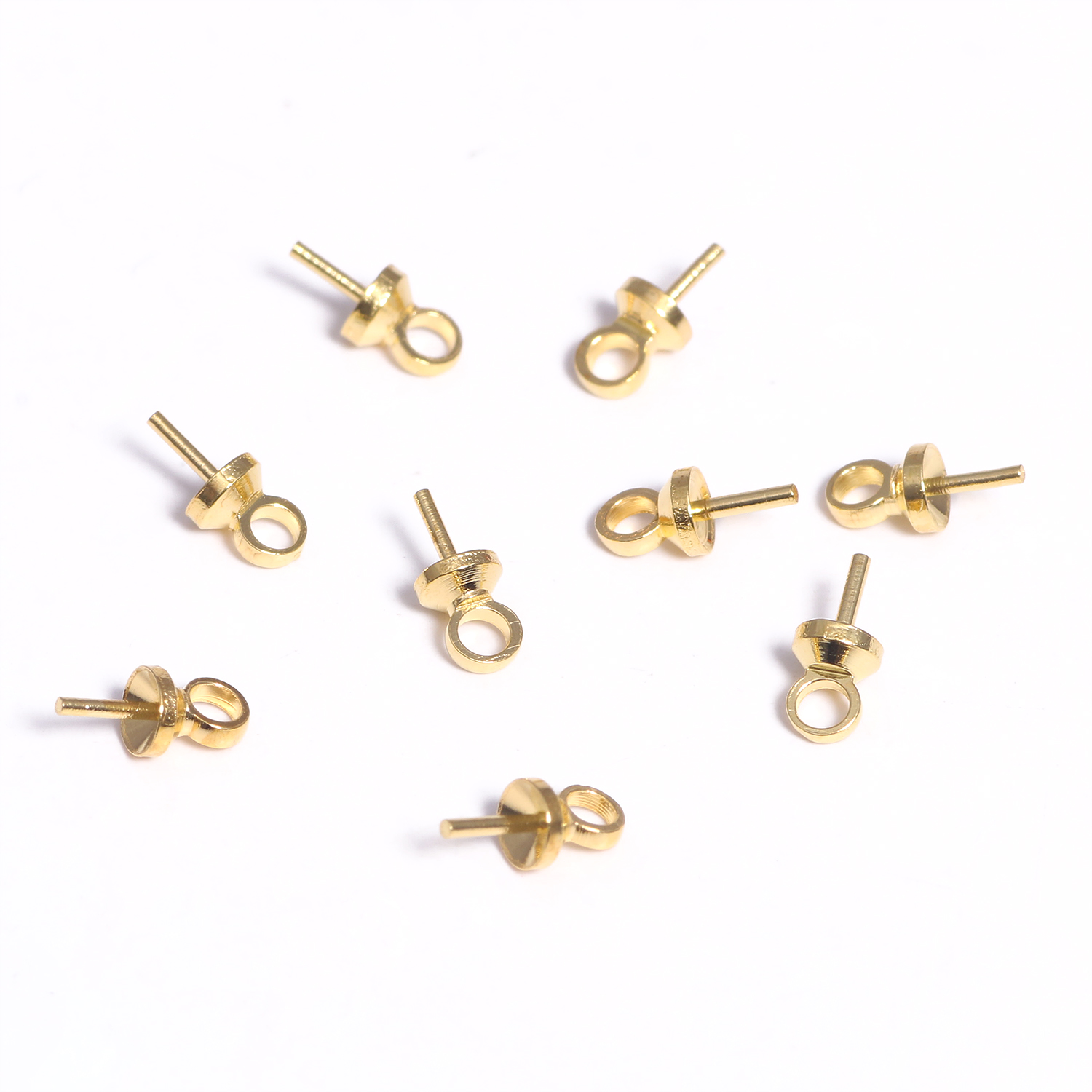 100/200pcs 6.5*3mm metalowe oko Pin Bail perłowe koraliki złącze Bail dla wisiorki dostarcza Diy ocena biżuteria Making akcesoria: 18K Gold / 6.5x3mm 100pcs