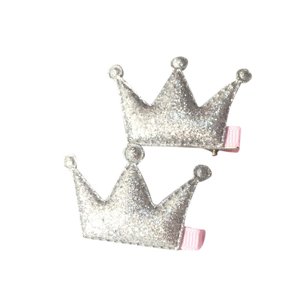 Pince à cheveux en cuir PU + alliage | 2 pièces, Clips de cheveux pour filles, paillettes de princesse, boucle Style,: F