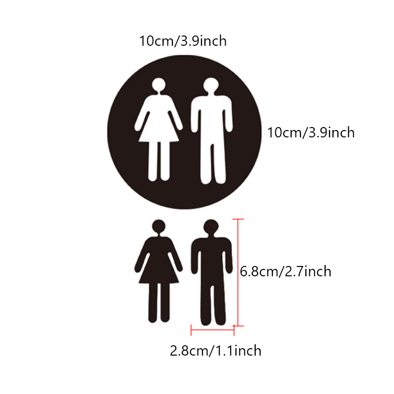 1Set WC Toilet Entrance Sign Door Stickers Mirror Wall Sticker Public Place Home Decoration Men Women Acrylic Toilet Stickers