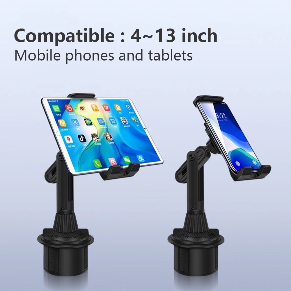 Suporte universal para copos de carro, para celulares e tablets, apple ipad pro 360, air 12.9, mini 4, 5, samsung tab s7 plus 2019, 12.4
