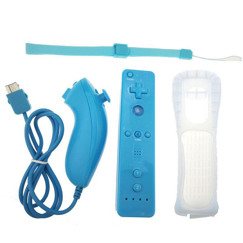 Mando a distancia inalámbrico para Wii, Control Nunchuk para Nintendo Wii sin movimiento, con funda de silicona, accesorio: Azul