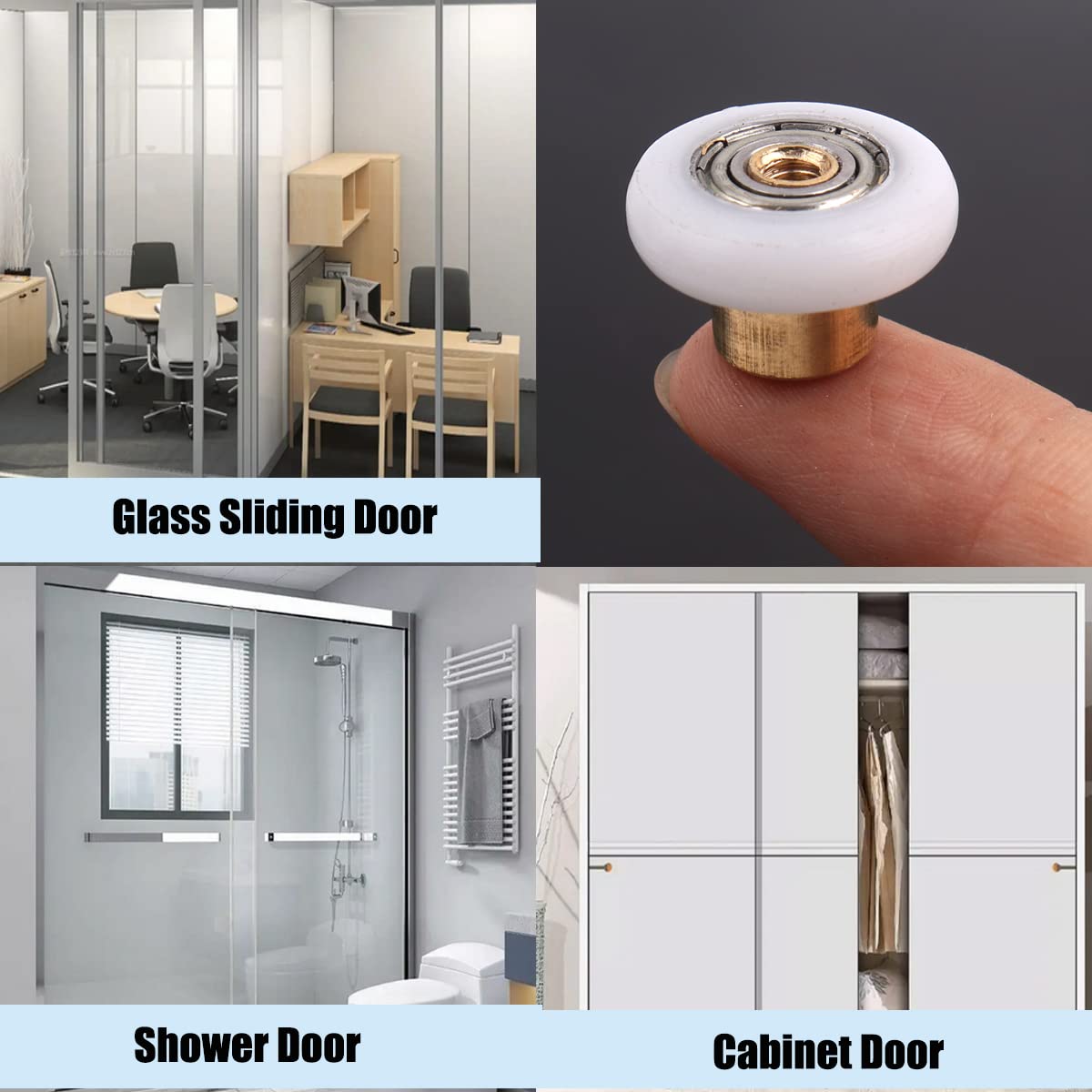 Shower Door Rollers Wheel Set Bathroom Glass Door Replacement Part Runner Sliding Shower Door Roller Wheel-Roller