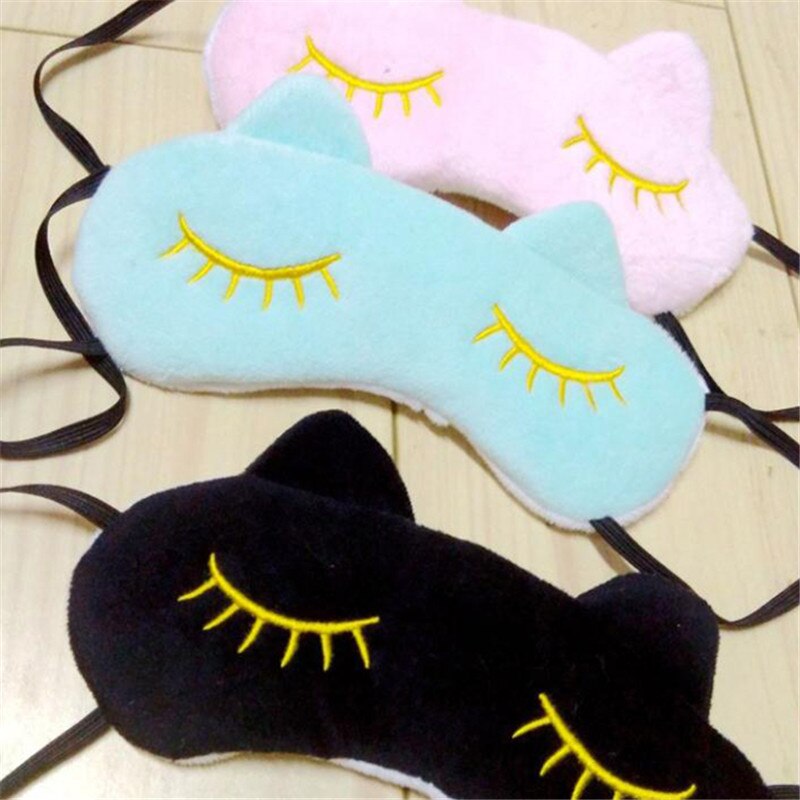 Lovely Cat Plush Sleep Rest Eye Mask Padded Shade Cover Travel Relax Aid Blindfolds