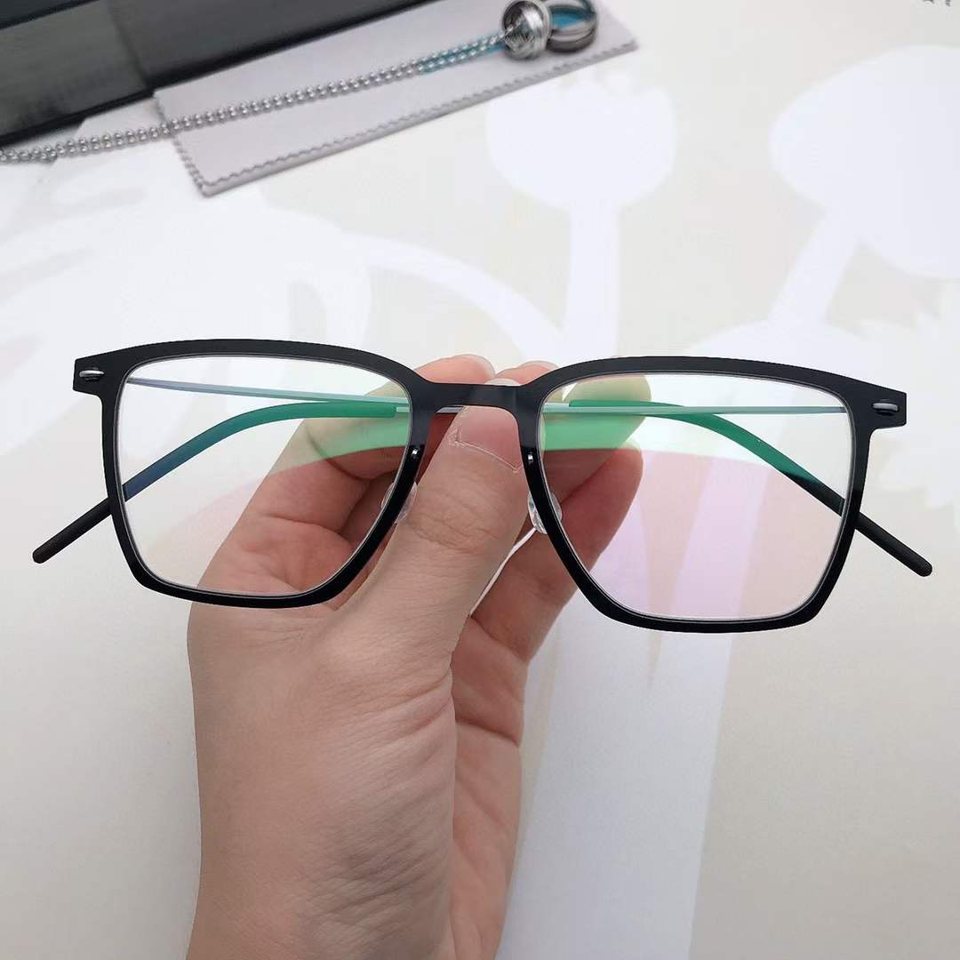 Mannen Brilmontuur Puur Titanium Vierkante Brillen Bijziendheid Recept Brillen Optiek Lens 6554 Denemarken 2022 Mode: Black silver