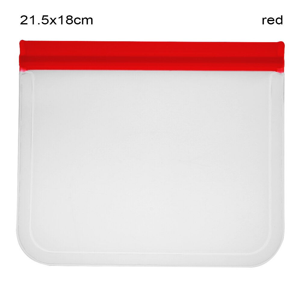 1pc doorschijnende siliconen zakjes voor het bewaren van verse levensmiddelen, lekvrije melk en fruitcontainers, herbruikbare, afgesloten staande zakken met ritssluiting: Rood 1