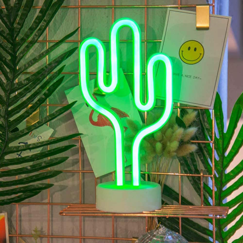 Led néon Cactus en forme de lampe verte USB et alimenté par batterie pour les chambres à la maison mariage anniversaire Decorat table veilleuse
