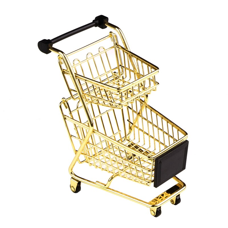 mini doble etterslep handlekurv modell smijern supermarked tralle metall rosa måke lagringskurv