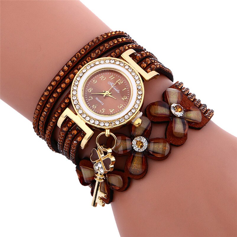 luxe Vrouwen horloges Casual Analoge Lichtmetalen Quartz Horloge PU Lederen Armband Horloges horloges vrouwen: Bruin
