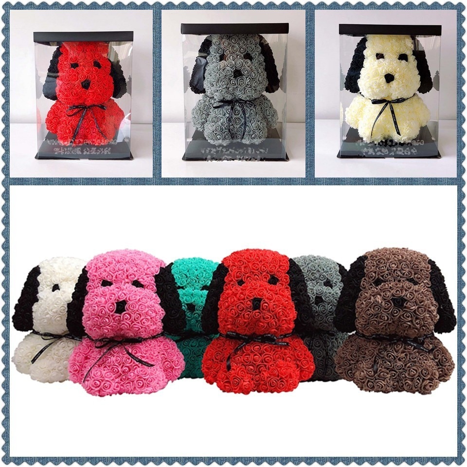 38cm rose huba hund bamse rose blomst kunstig dekorasjon jul til kvinner valentines