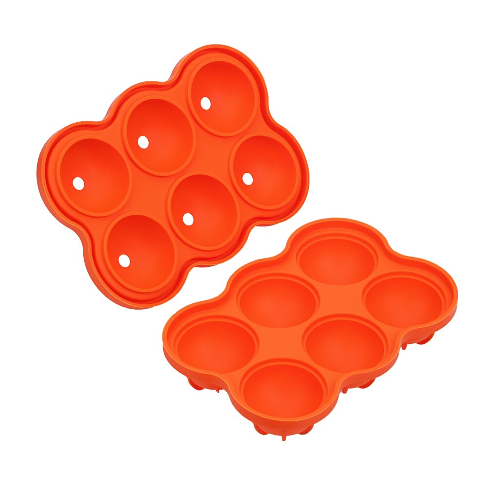 Large Ice Cube Maker Silicone Mold 6 Cell Big Sphere Ice Cube Whiskey Ice Wine Tray Bar Ball Accessories Cocktail Party: Orange