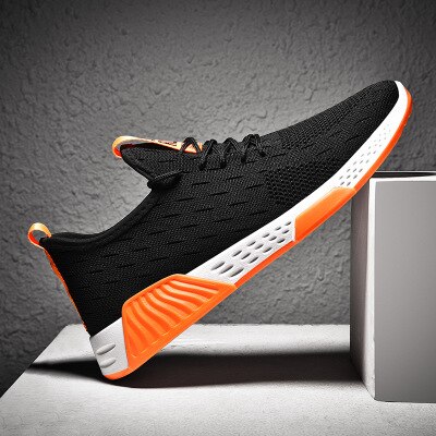 Xiaomi Mijia Youpin Fly Weaving Breathable Male Shoes Trendy Casual Sports Shoes Running Shoes For Smart Home Sports: black orange 39