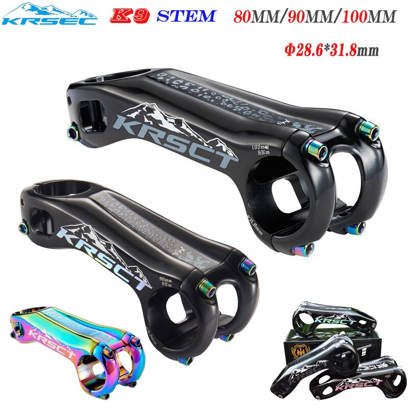 KRSCT Bicycle Stem CNC Handlebar Stem Road Mountain Bike MTB Stem -20Degree 28.6*31.8mm 80/90/100mm Bicycle Handlebar Parts