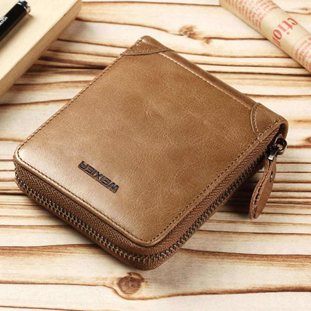 Men Wallets Coin Purse Clutch Hasp Retro Short Wallet Card Holder Wallet Men's Small Zipper Wallet With Coin Purse