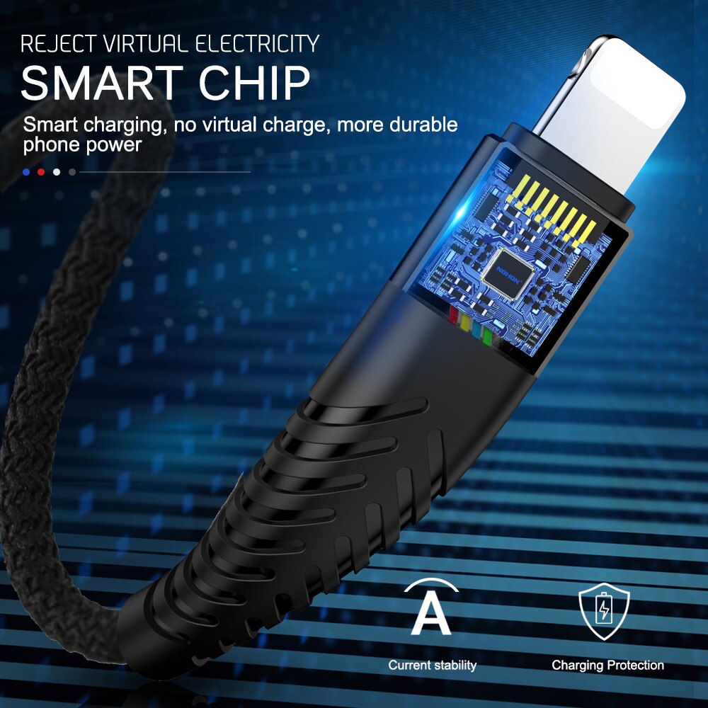 1m 2m 3m usb oplader kabel dataledning til apple iphone 7 8 plus 10 11 pro x xs max 5 6 s 5s 6s hurtig opladning oprindelse lang telefonledning