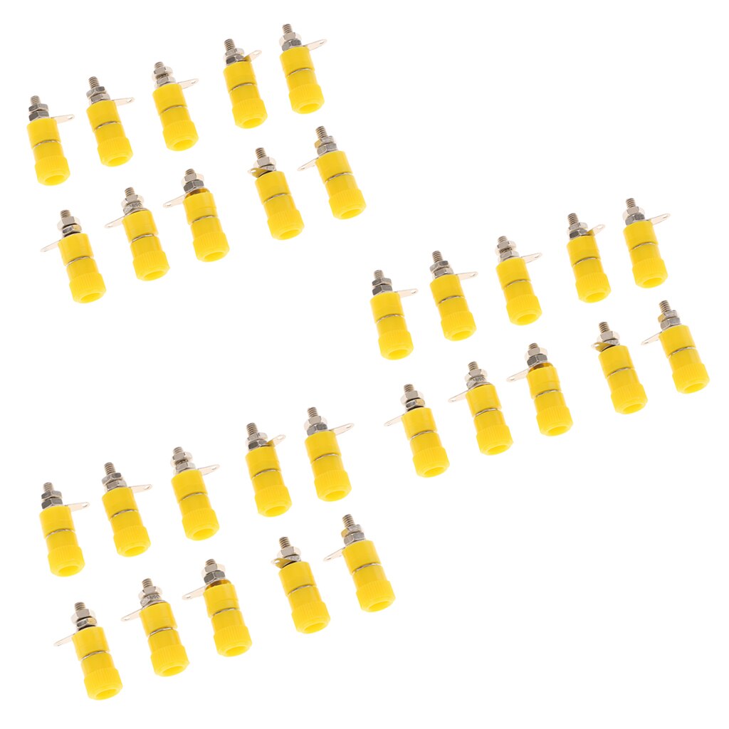 30 Stuks JS-910B 4Mm Banana Plug Jack Banana Binding Post Terminal Geel