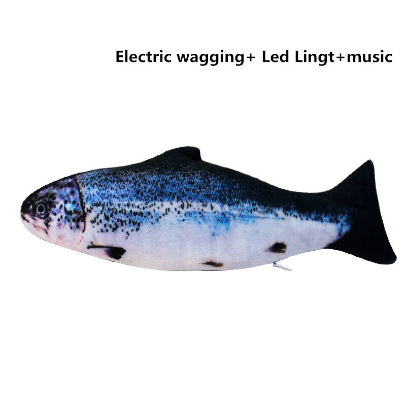 Kattleksak elektrisk viftande fisk rörlig fisk floppande fisk dansande fisk viftande simulering elektrisk för kattunge 30cm: Djupblå