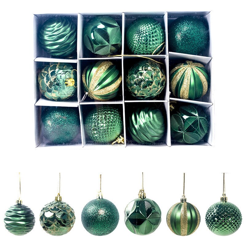 12 stk juletræsdekorationer til hjemmet flerfarvet hængende vedhæng 6cm xmas ornament fest tilbehør til dekoration: C 12 stk