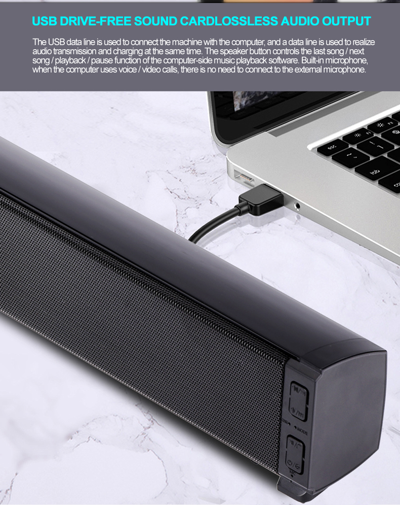 20W Computer Bluetooth Speakers Wireless Sound Box for PC Laptop Phone Tablet Portable Mini Soundbar with Remote Control for PC