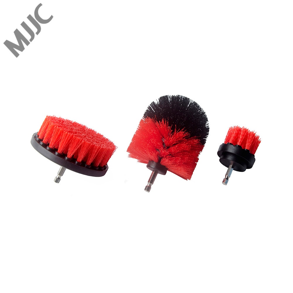 MJJC brosse moyenne et rigide 3 pièces | Avec fixation de perceuse, brosses à récurer pour nettoyer les pneus de voiture, la moquette, les cuisines, les salles de bains