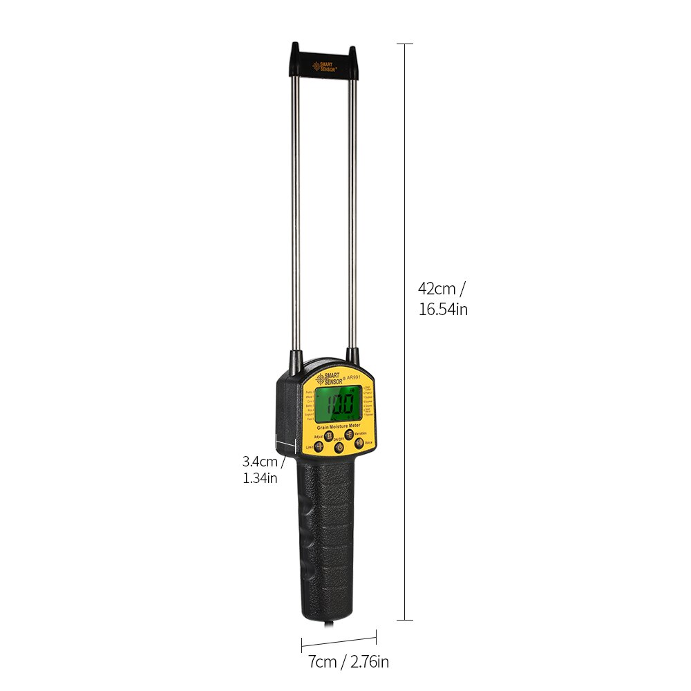 Handheld Moisture Meter LCD Digital Grain Moisture Meter Hygrometer with Measuring Probe for Corn Wheat Rice Bean