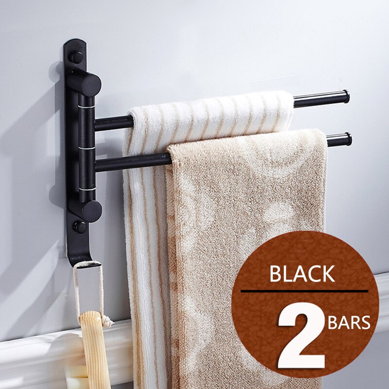 Rvs draaibare badkamer wandrekken chroom spiegel gepolijst & zwarte handdoekhouder met haken keuken