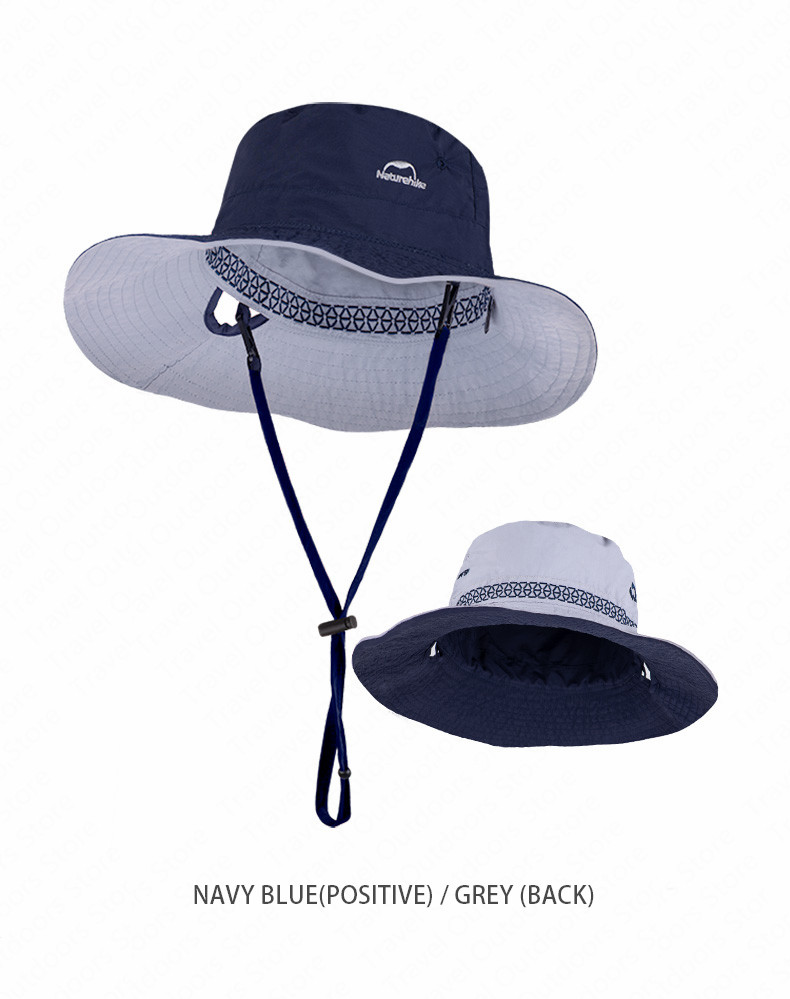 Naturehike-sombreros Reversible de verano al aire libre, bloqueador solar, gorro de pesca, sombrilla, gorras para senderismo, transpirable, suave, portátil, plegable: Navy Blue