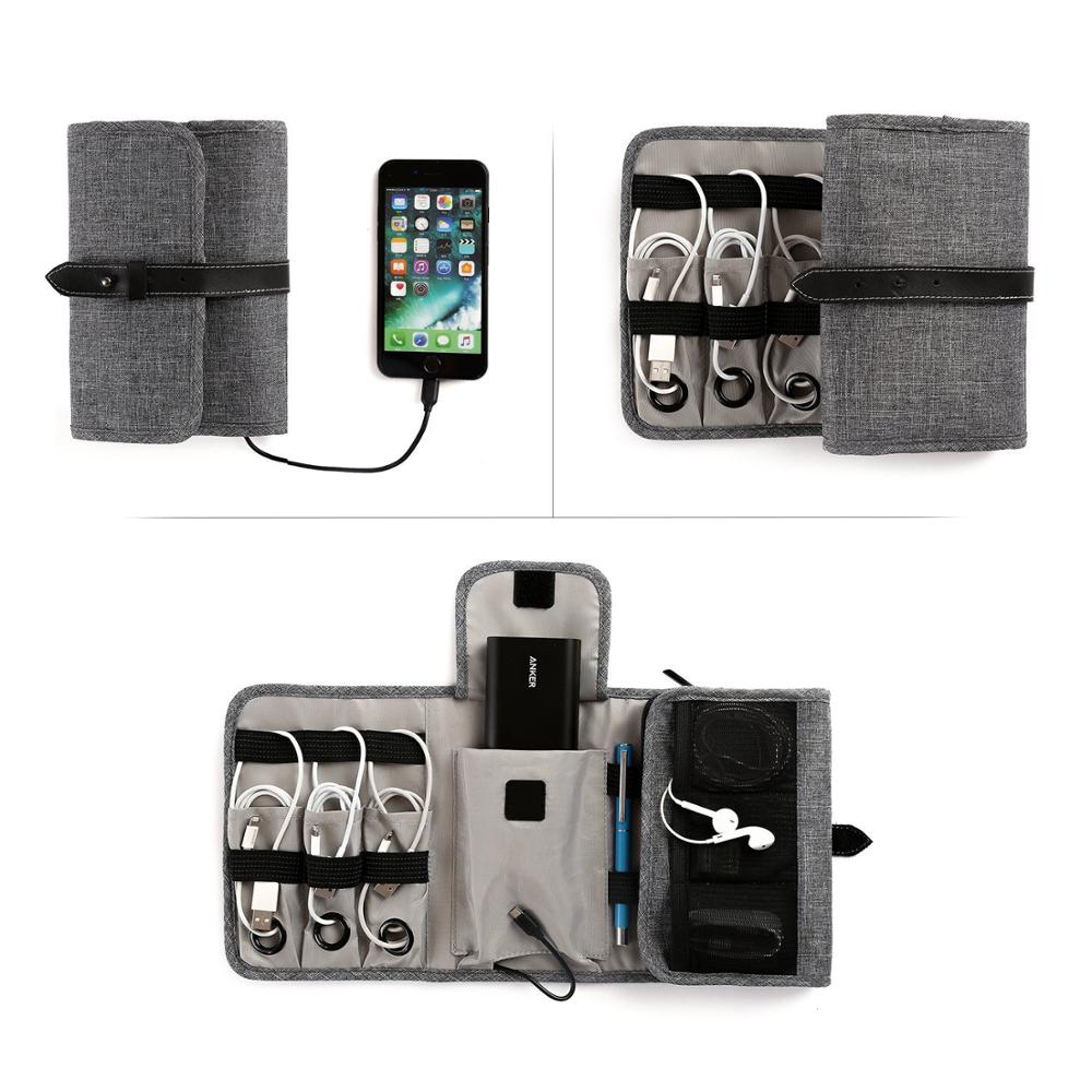Reisorganizer tas, elektronische accessoires kabel oprolbaar opbergvak draagbare apparatuur draagtas voor oplaadsnoeren sd-kaarten