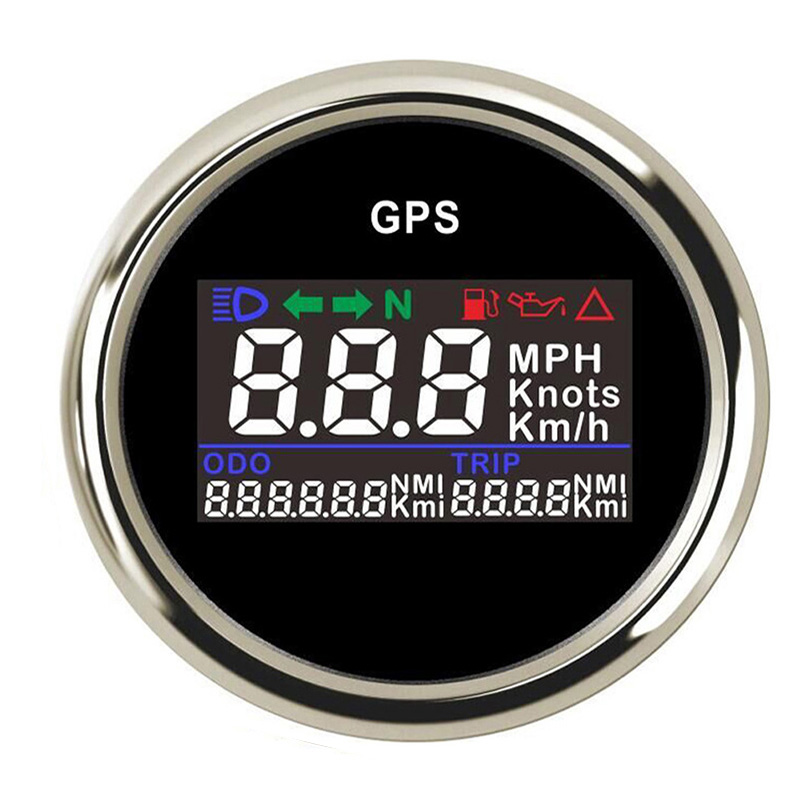 Boat Car GPS Speedometer Odometer with knots km/h mph adjustable Digital Gauge Fuel+Oil Pressure Alarm with GPS Sensor