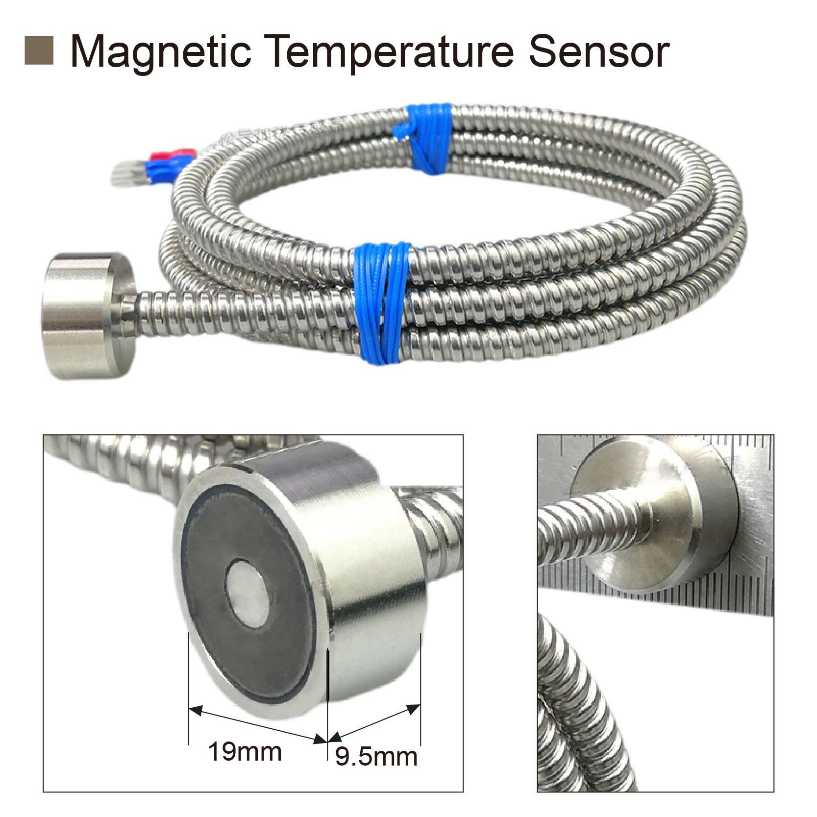 PT100 High Temperature Magnetic Sensor K Type Thermocouple Probe with Metal Hose Industrial Temperature Detector for Coal