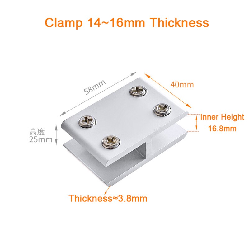 Brand 8PCS Aluminum Alloy 2 Way Glass Clamps Clips 180 Degree Acrylic Board Frame Glass Fixed Brackets Connectors for 5~20mm
