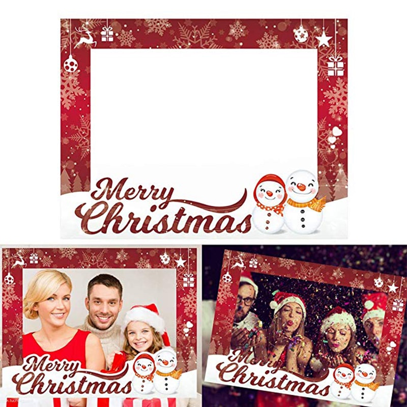 1pc Family Christmas Picture Frame Prop Selfie Photo Booth Photo Shoot Props Frame Banner Years Eve Decoration
