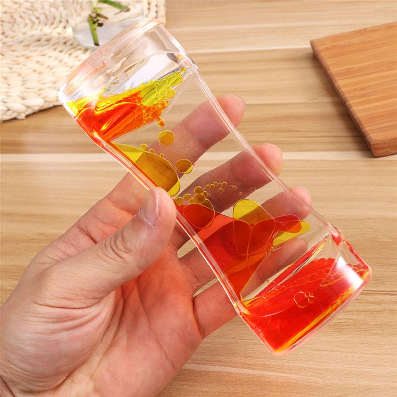 2 szt. Podwójne kolory klepsydra olejowa płynny ruch bańka regulator czasowy z ładną talią biurko wystrój prezent urodzinowy zabawki dla dzieci