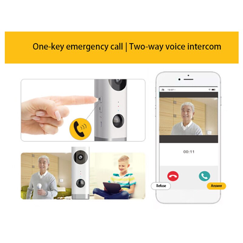 Draadloze Bewakingscamera, Afneembare Batterij Opladen Indoor Huishoudelijke Plug-In-Gratis Voice 720P Camera