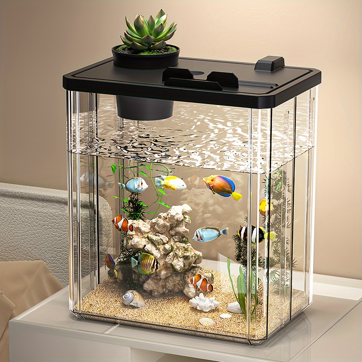 Poisson précieux transparent pour la maison et le bureau, uniquement le poisson précieux ne comprend pas les accessoires décoratifs, élevage, pingouin de bureau, 1 pièce