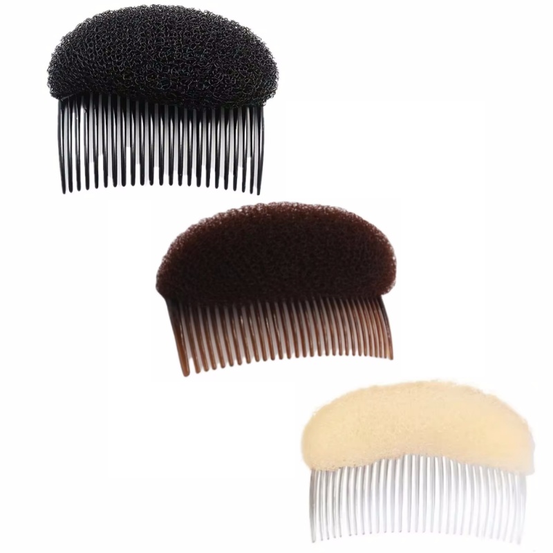 Almohadillas para el cabello esponjosas para aumentar el volumen del cabello, pinzas para el cabello, esponja práctica para el cabello, accesorios de peluquería para mujeres y niñas: Caqui oscuro