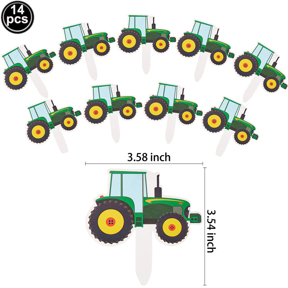 Tracteur gâteau Topper vert véhicule de ferme voitures joyeux anniversaire gâteau Topper enfants ferme tracteur thème fête tracteur gâteau décorations