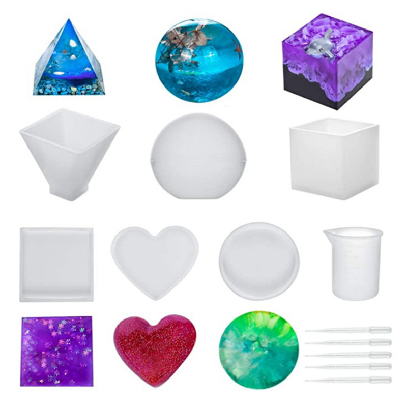 DIY crystal epoxy set silicone mold crafts epoxy resin mold pottery clay plaster kitchen accessories tools: A-3