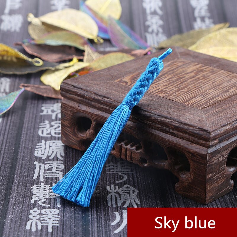 5PCS Mini Hemp Flower Tassel Jewelry Curtain Garments Decorative Accessories DIY Key Cell Phone Bag Fringe Trim Tassels Pendant: Sky blue