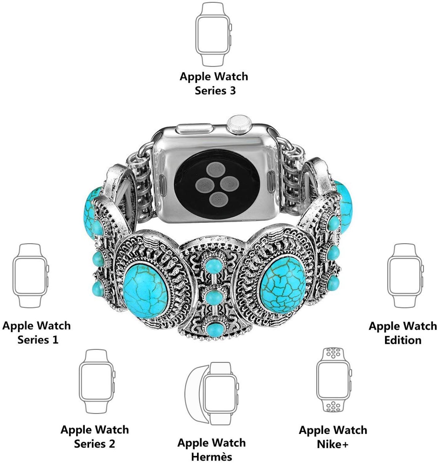 strap for Apple Watch Band 38mm 40mm 42mm 44mm Women, Bohemian Ethnic Antique Style Compatible Iwatch Series 5 4 3 2 1