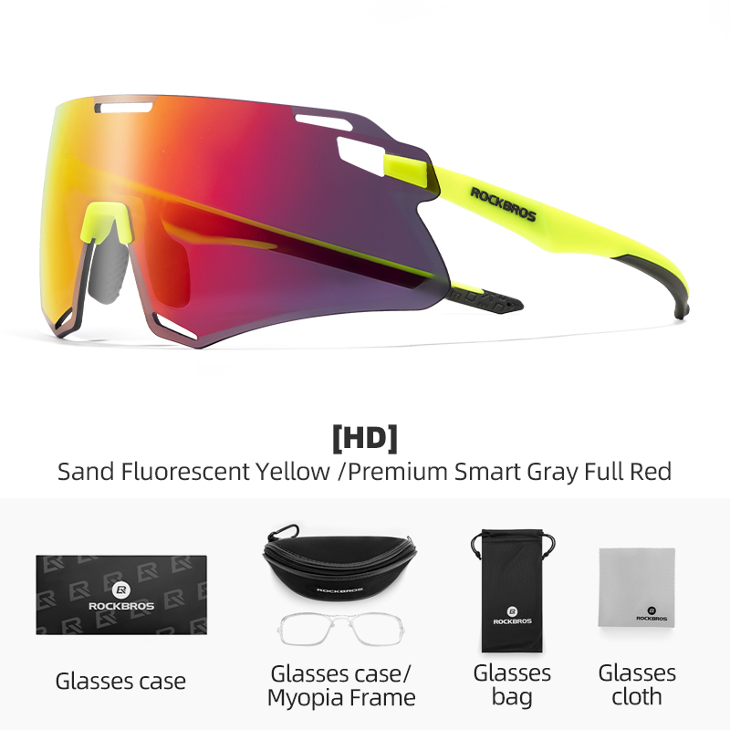Gafas de ciclismo ROCKBROS, gafas ligeras sin marco para bicicleta, lentes de alta definición, gafas de protección para bicicleta de carretera, gafas deportivas: Rojo