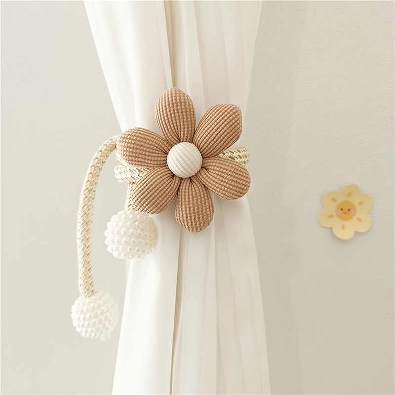 2/4 Stuks 3D Bloem Gordijn Banden Auto Gordijn Banden Gordijn Magnetische Bal Tie Touw Bundel Touw Thuis/kamer Decoratie: WHITE / 30-35cm